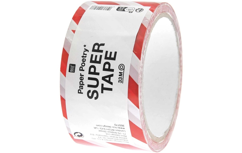 Rico Design Ruban adhésif Paper Poetry 50 mm x 33 m, Rouge/Blanc