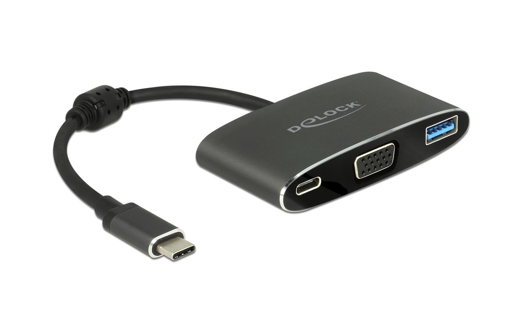 Delock Adaptateur USB-C - VGA, USB 3.0 Noir