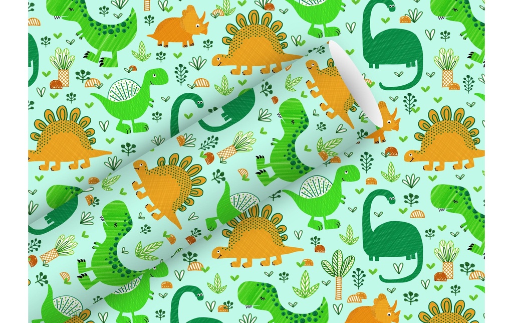 Braun + Company Papier cadeau Funny Dinos 2 m x 70 cm