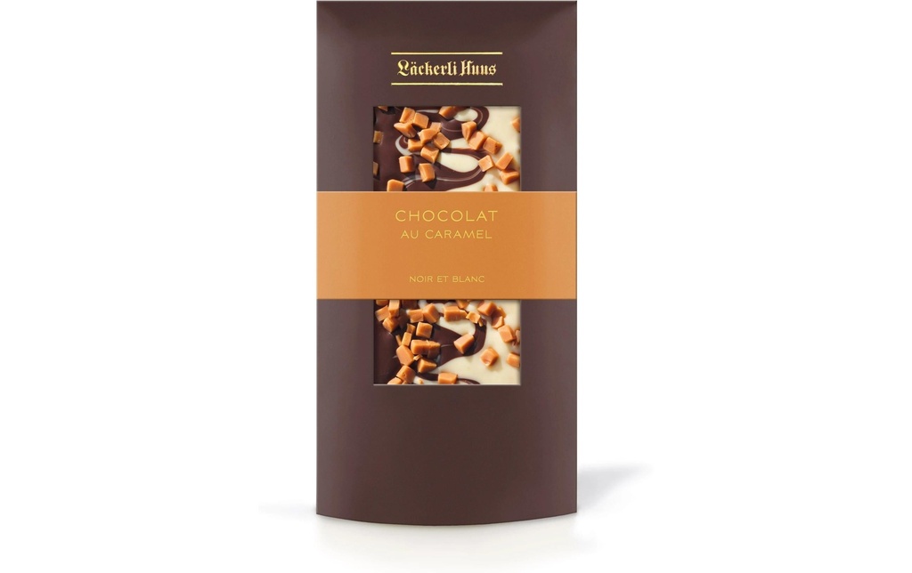 Läckerli Huus Tablette de chocolat Chocolat au caramel noir et blanc 100 g