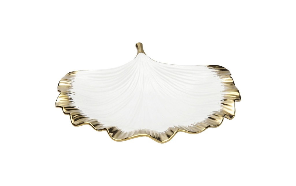 Kare Coupe déco Gingko 28 cm, or/blanc