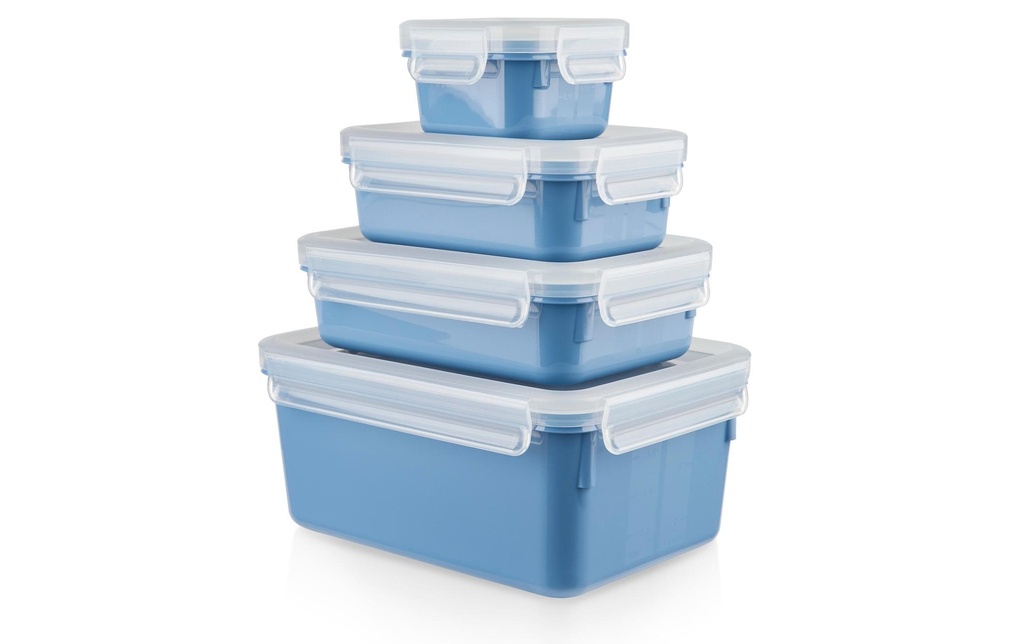 Emsa Récipients à provisions Clip & Close 4 pièces, 3.55 l, Bleu