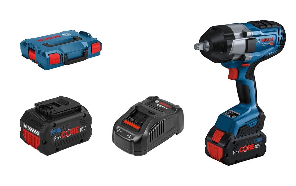 Bosch Professional Visseuses à percussion sans fil GDS 18V-1000 Biturbo 2x 5.5Ah ProCORE