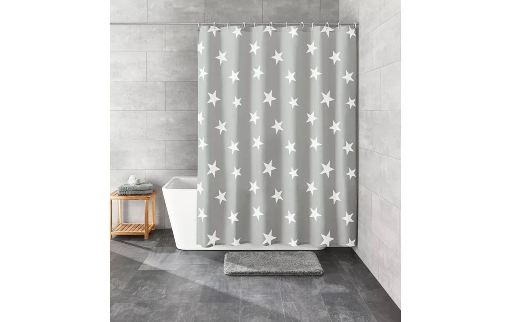 Kleine Wolke Rideau de douche Nova 180 x 200 cm, Gris/Blanc