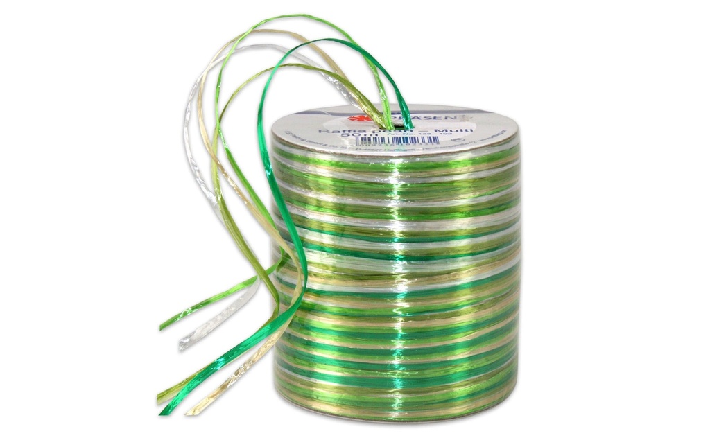 Pattberg Ruban cadeau Raffia Pearl 50 m, tons verts