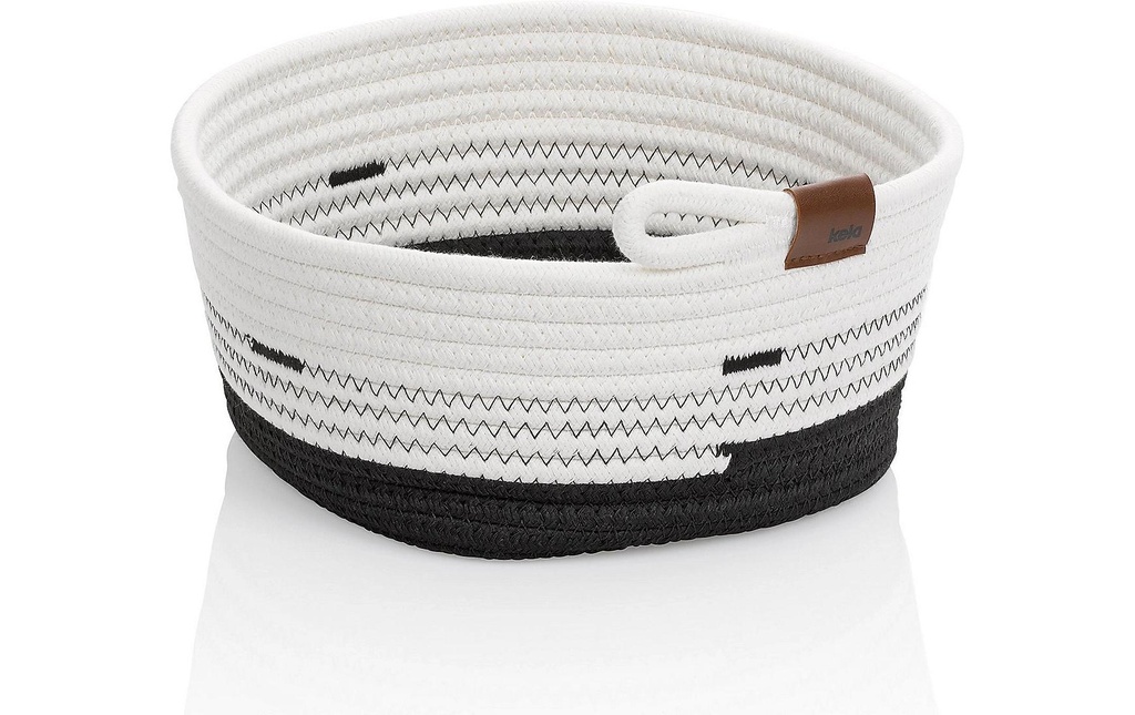 Kela Panier de rangement Hedda 25 x 12 cm, Noir/Blanc