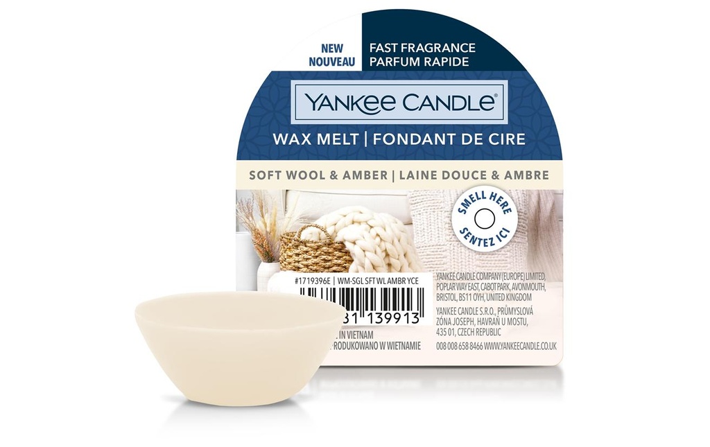 Yankee Candle Plaquettes de cire parfumées Soft Wool & Amber
