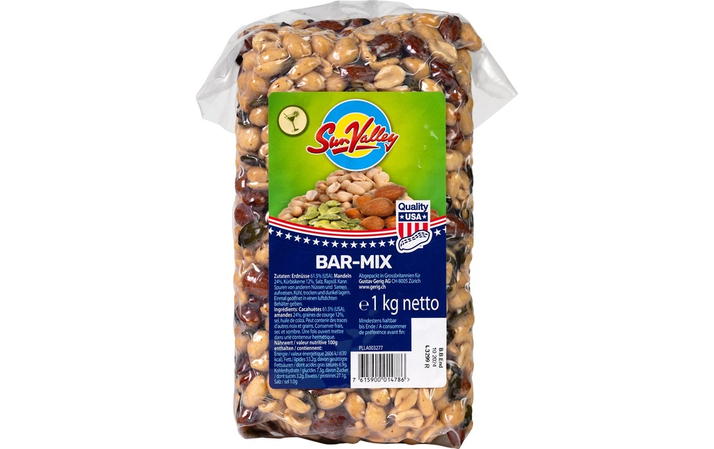 Sun Valley Bar-Mix Cacahuètes, amandes et graines de courge salé 1 kg