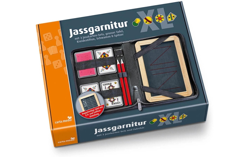 Carta.Media Ensemble de jass XL avec cartes de jass allemandes