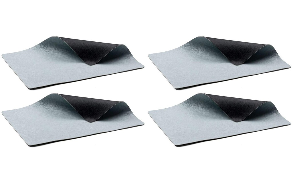 Bitz Set de table 33 cm x 46 cm, 4 pièces, Noir/Bleu clair