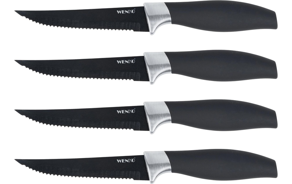 Wenko Kits de couteaux à steak Otis 4 Pièce/s, Noir