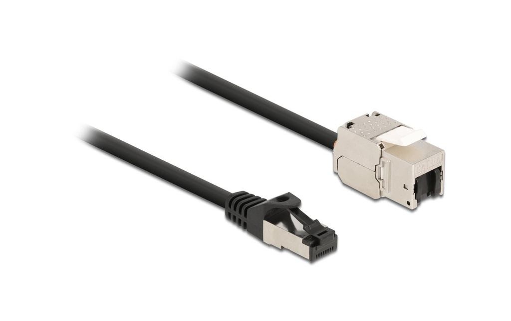 Delock Câble patch RJ45 vers Keystone Cat 6A, S/FTP, 0.25 m, Noir