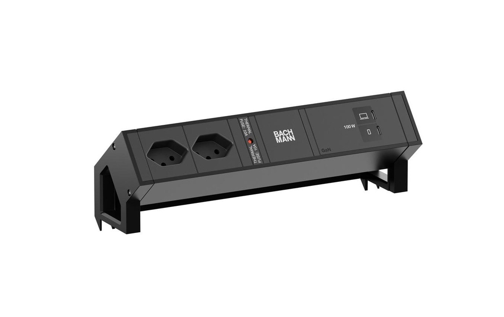 Bachmann Bloc multiprises de table DESK2 2xT131xUSB C/C 100W 0.2m RAL9005