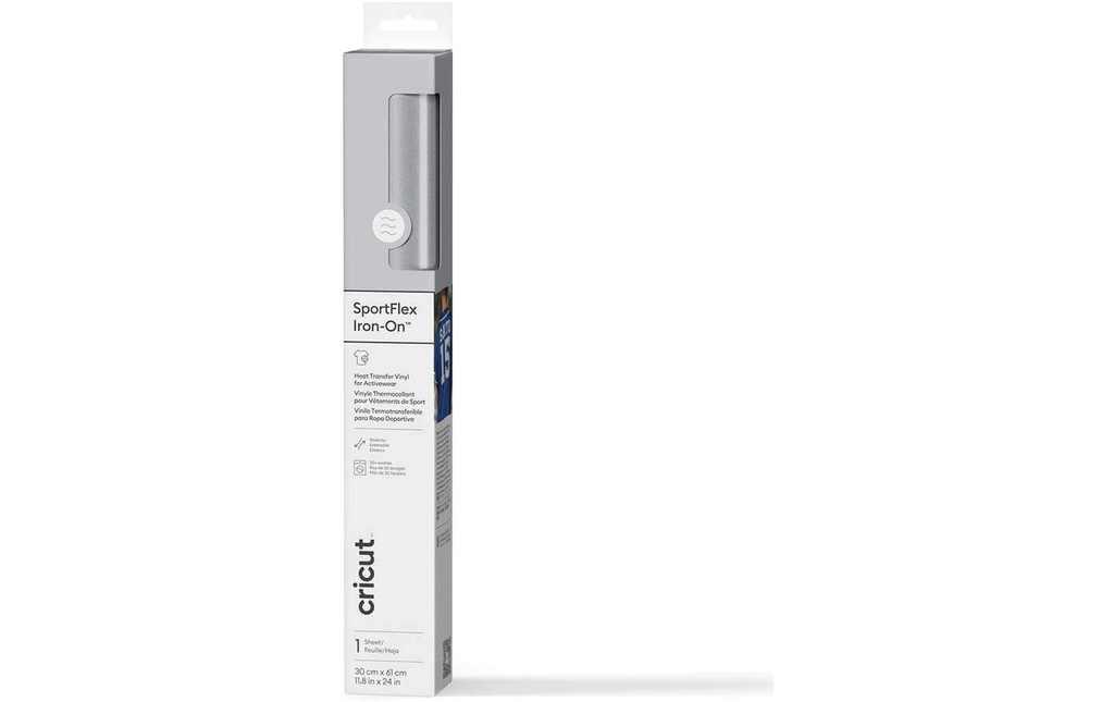 Cricut Film thermocollant Sportflex 30 x 61 cm, 1 Pièce/s, Argenté