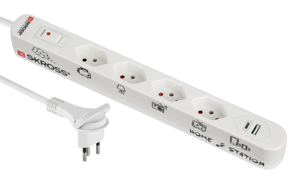 Schönenberger Bloc multiprises Home Station 4xT13, USB-A/C avec interrupteur