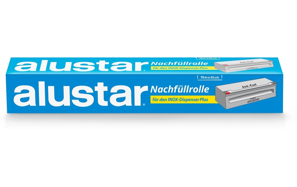 Alustar Papier aluminium Rouleau de recharge pour Jet-Cut Inox 45 cm x 70 m x 15 my