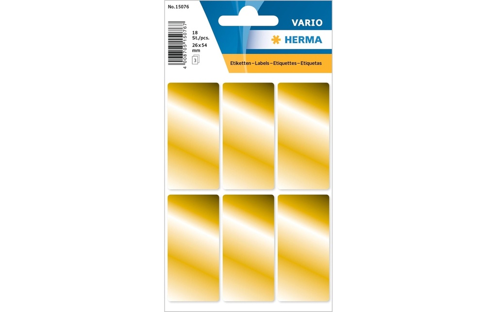 Herma Stickers Autocollants de Noël Étiquettes en or, 3 feuilles / 18 étiquettes
