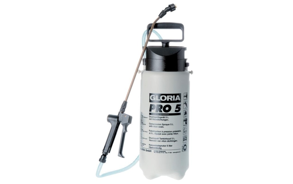 Gloria Pulvérisateur à pression spécial Pro 5 résistant à l'huile, 5 l