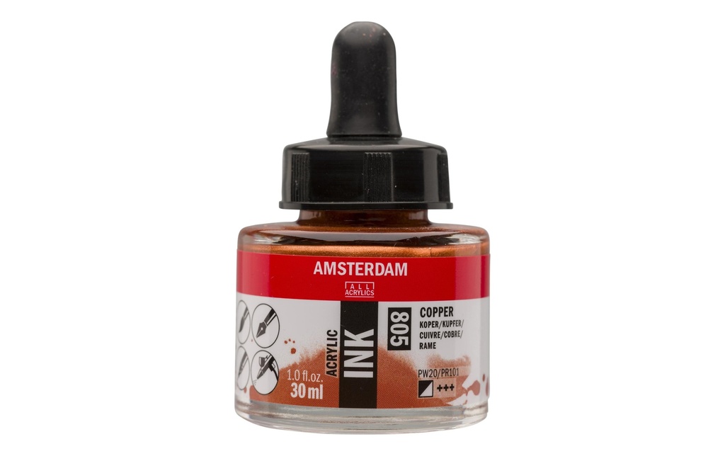 Amsterdam Encre acrylique 805 Cuivre semi-opaque, 30 ml 30 ml, Cuivre