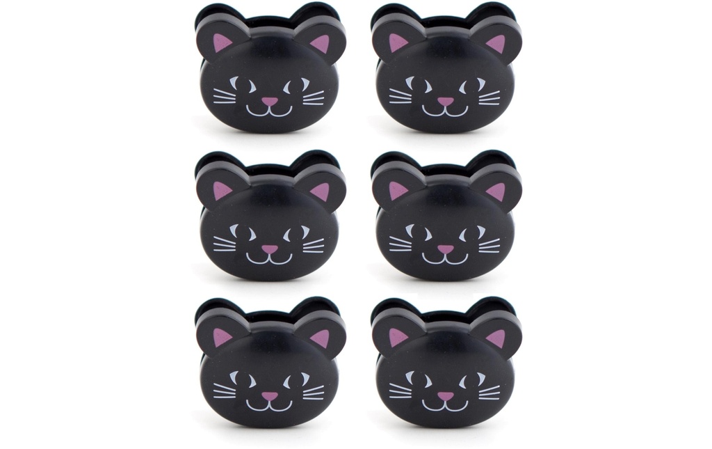 Kikkerland Clip de fermeture Chat 6 Pièce/s, Noir