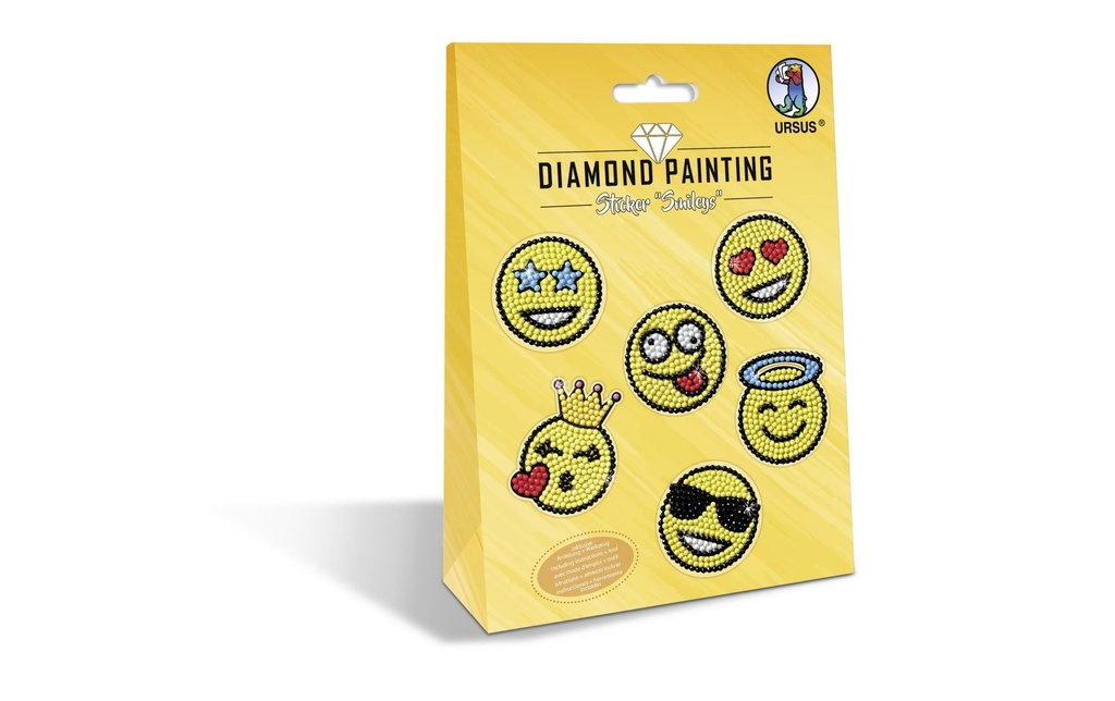 URSUS Autocollant à motif Diamond Painting Smileys Jaune  1 Pièce/s