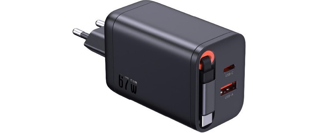 Schönenberger Chargeur mural USB Sortie: USB-C / USB-A: 67W PD, noir