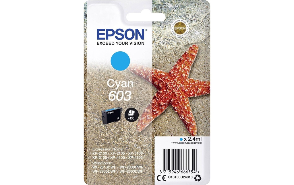 Epson Encre 603 / C13T03U24010 Cyan