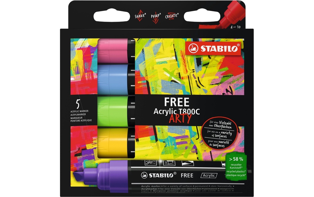 STABILO Marqueur acrylique Free Acrylic T800C Seasi 5-étui