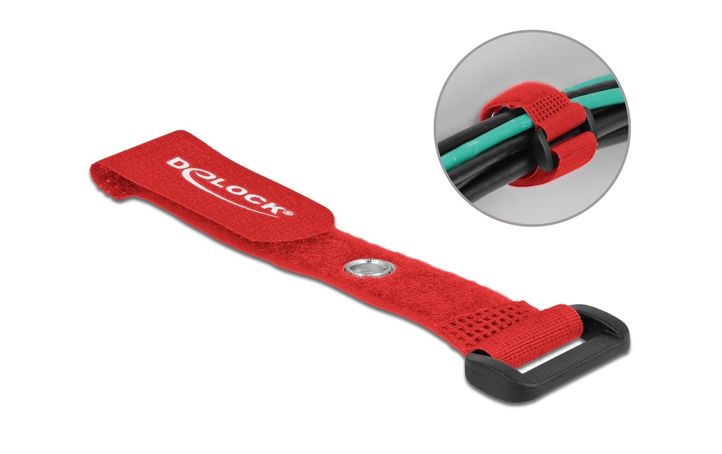 Delock Serre-câble auto-agrippant Rouge 150 mm x 20 mm 5 pièces