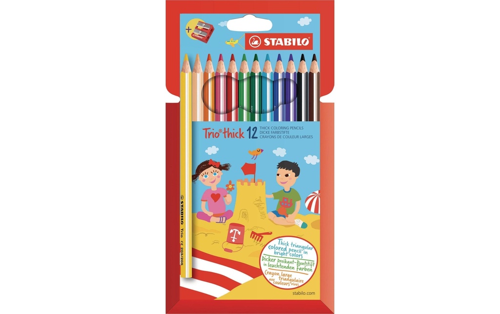 STABILO Crayons de couleur Trio épais 12 pièces