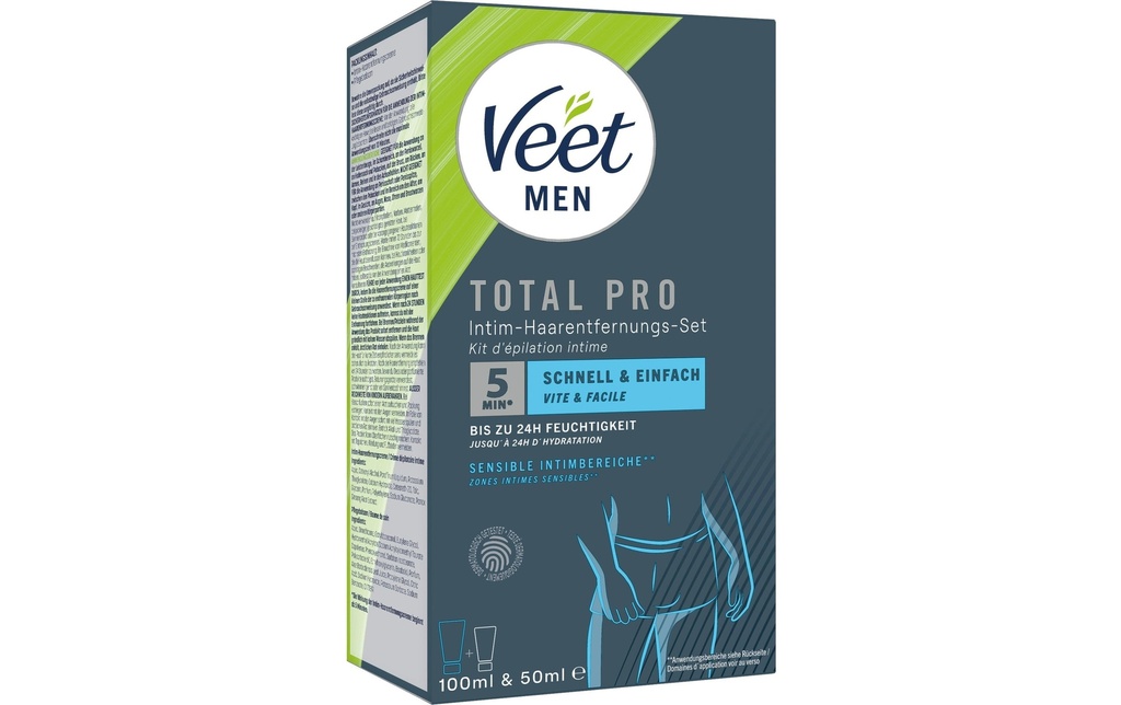 Veet MEN Crème dépilatoire pour les parties intimes + baume de soin, 150 ml