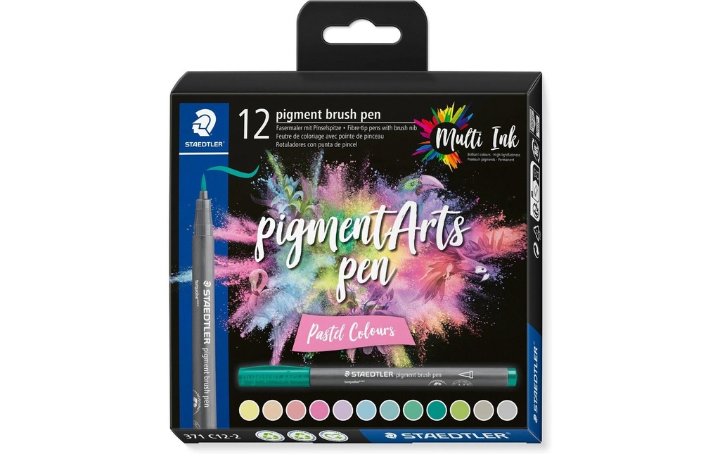 Staedtler Feutres de coloriage Pigment Arts Brush Pen Pastel Colours