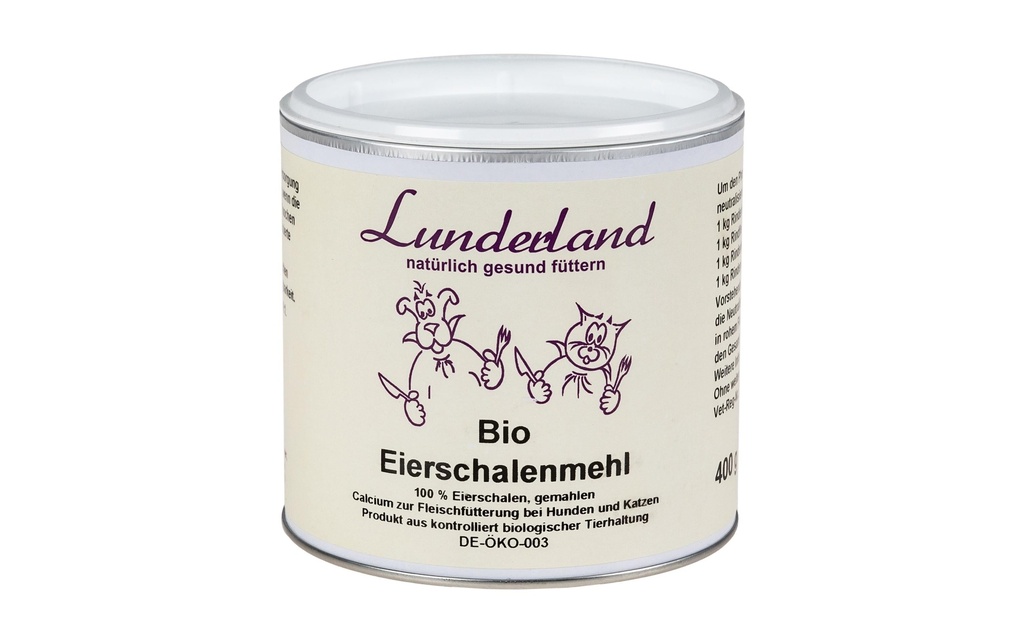 Lunderland Supplément alimentaire pour chiens Farine de coquilles d'œufs bio, 400 g