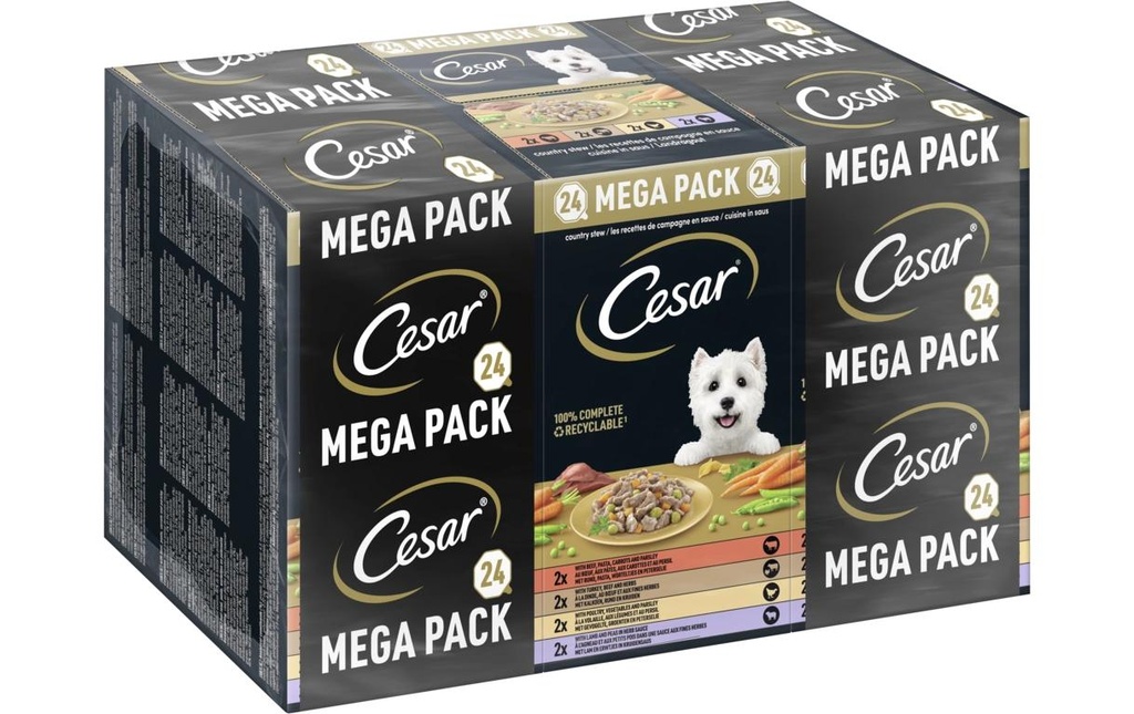 Cesar Alimentation humide Ragoût de campagne 4 variétés 24 x 150 g
