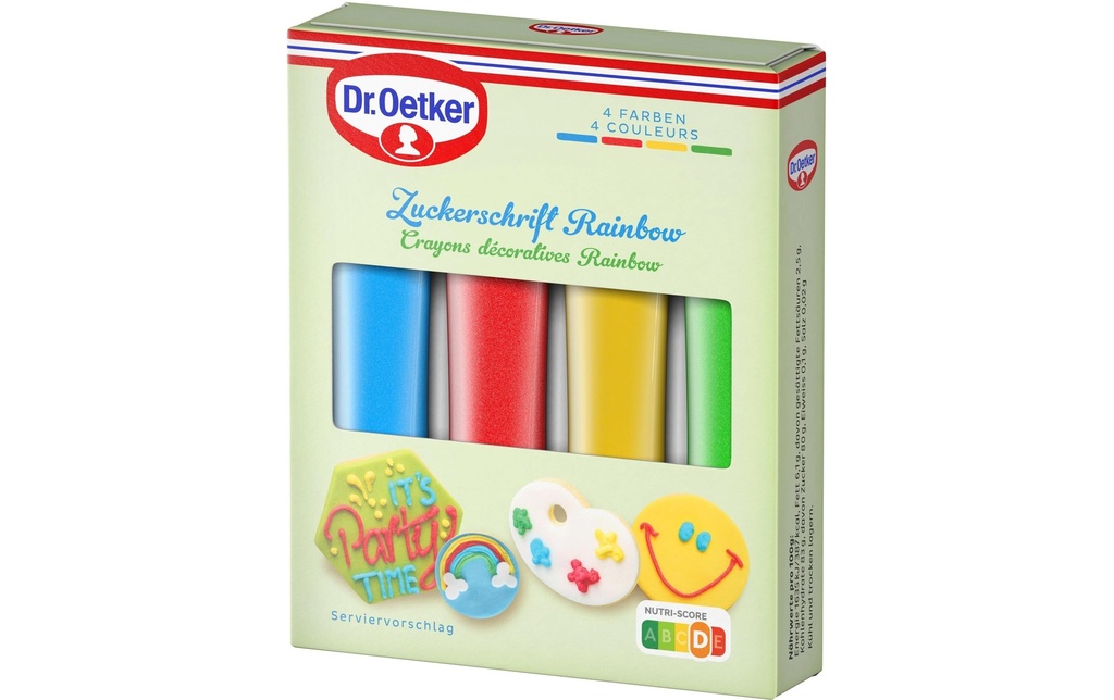 Dr.Oetker Crayons alimentaires Rainbow Bleu/Rouge/Vert/Jaune