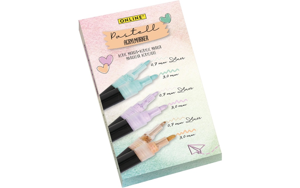Online Fineliner Lettering Lot de 5, pastel