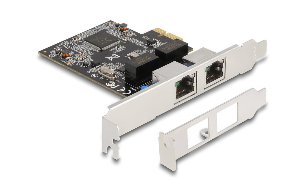 Delock Carte réseau 2xRJ45 Gigabit PCI-Express x1