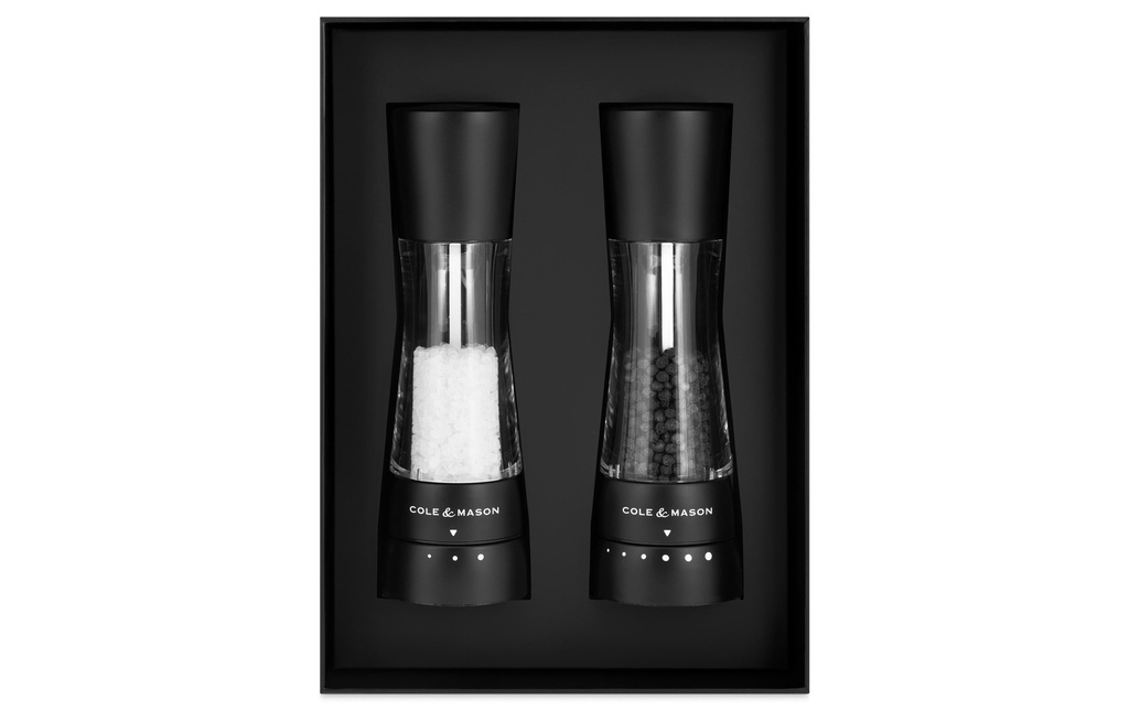 Cole&Mason Moulins à sel et à poivre Derwent 19 cm, Noir mat