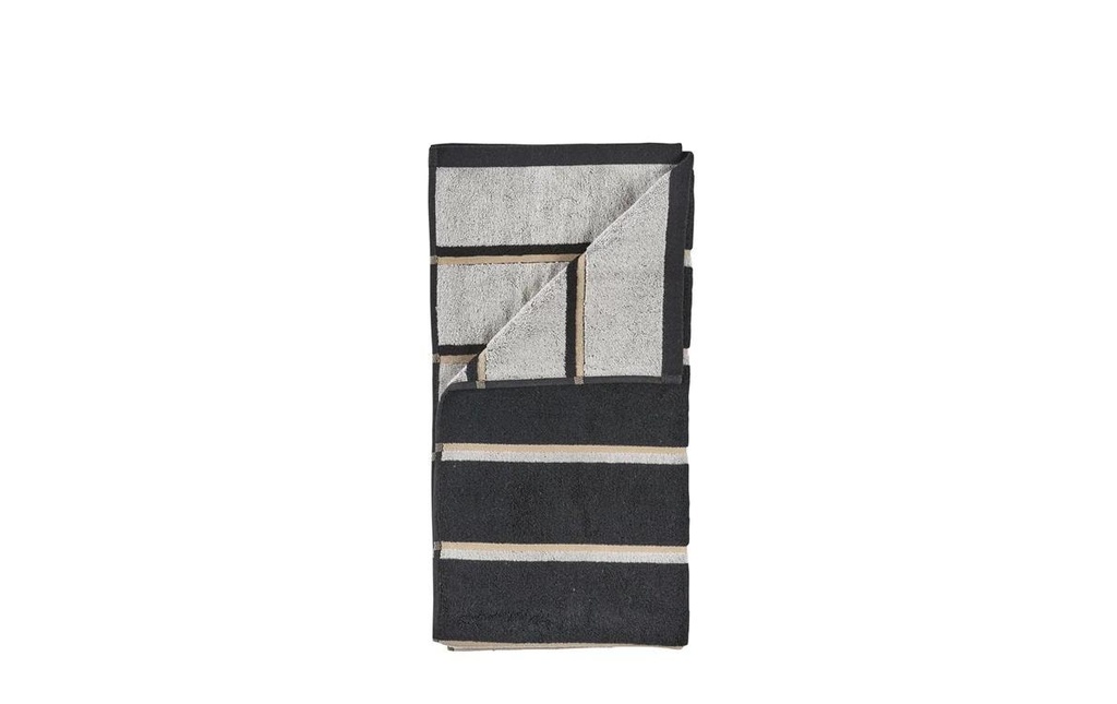 Zone Denmark Serviette de douche 70 x 140 cm Noir/Souple Gris/Camel
