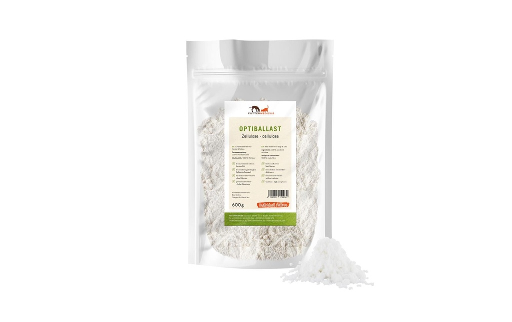 Futtermedicus Supplément alimentaire pour chiens Optiballast poudre-cellulose, 600 g