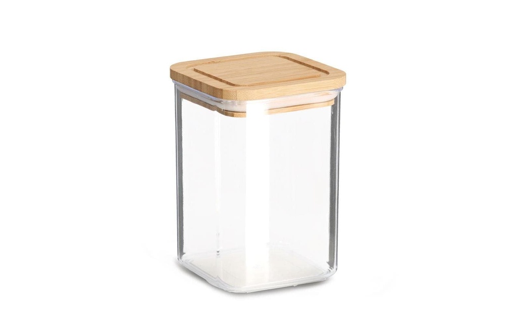 Zeller Present Boîte à provisions Couvercle en bambou 0.8 l, Transparent/Brun