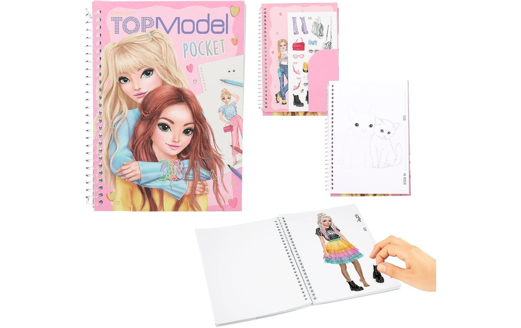 Topmodel Cahier à colorier Modèle de poche 120 pages, 1 feuille d'autocollants
