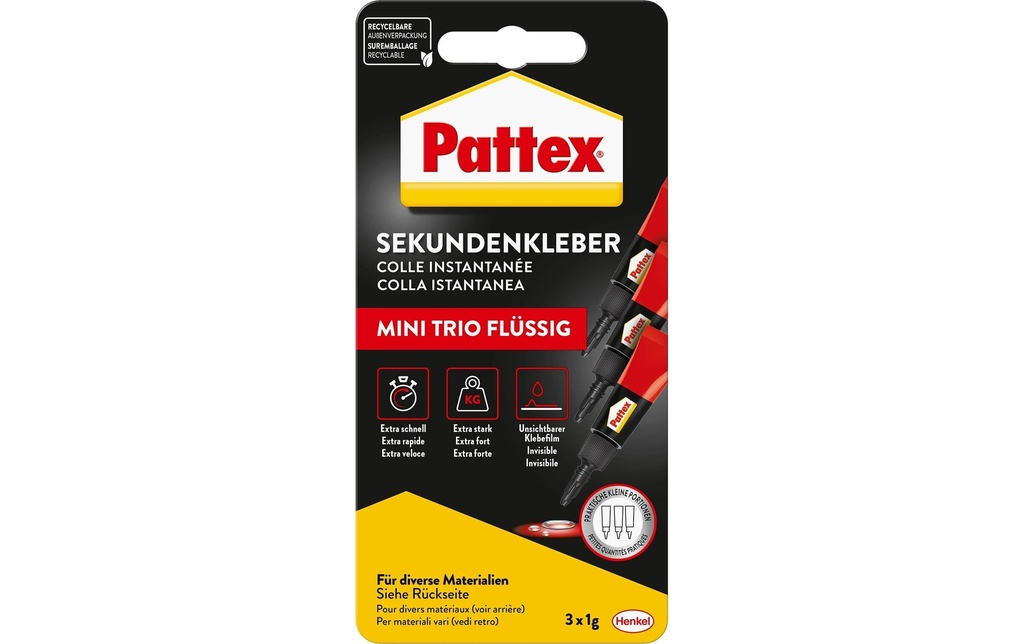 PATTEX Colle rapide Mini Trio (3 pces)