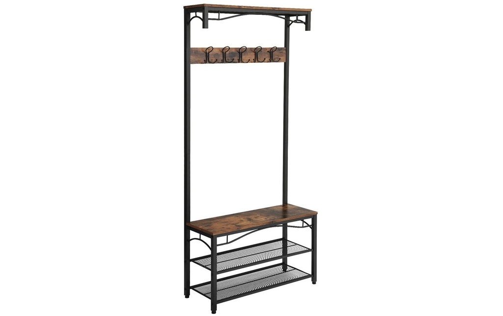 VASAGLE Portemanteau avec étagère à chaussures 178.5 cm, Noir/Brun