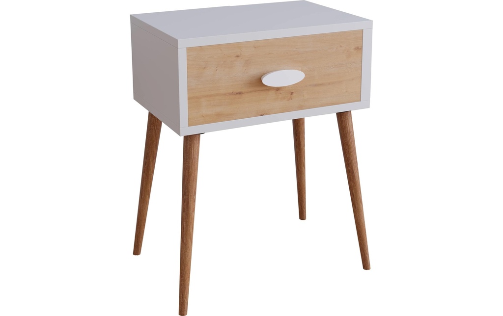 VCM Table de nuit Singol L 44.5 x 60 cm,  Chêne miel/blanc