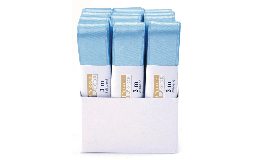 GOLDINA Ruban de satin 25 mm x 3 m, bleu clair, 1 pièce
