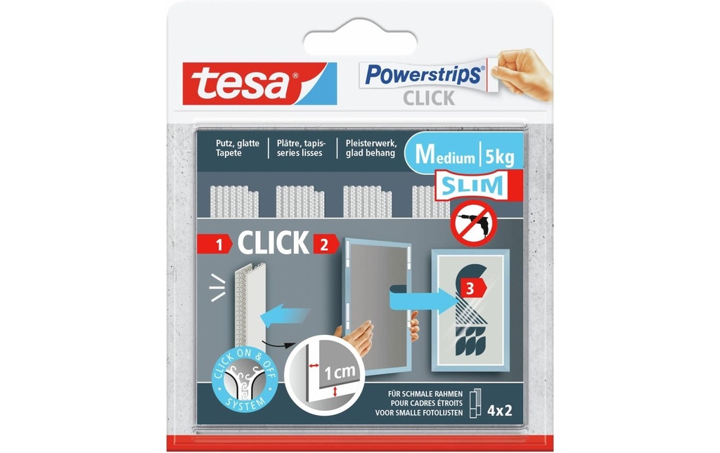 TESA Powerstrips Click Slim 4x2 (4 pces)