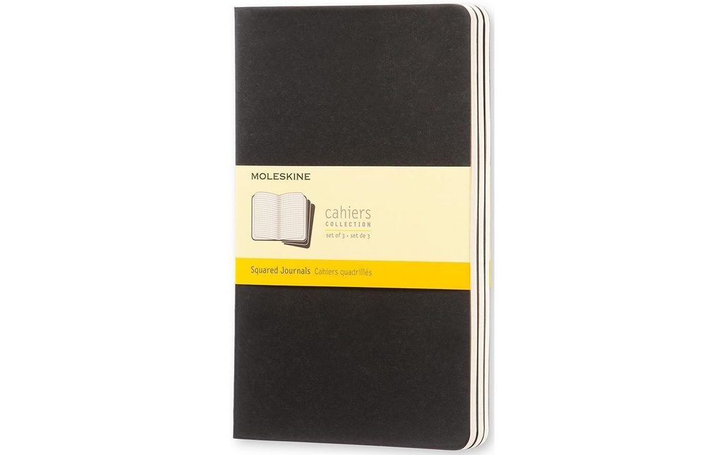 Moleskine Bloc-notes A5 À carreaux, Noir, 3-pièces