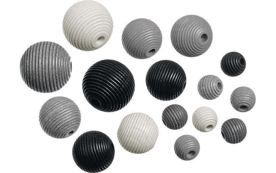Knorr Prandell Billes de bois Mix 4 20 pièces, Noir ; Blanc