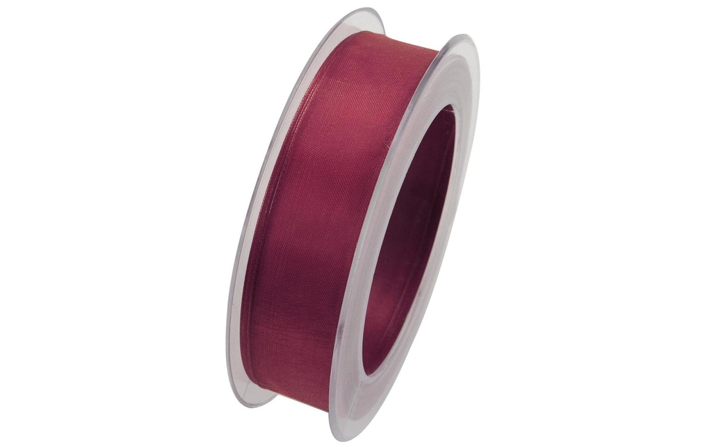 GOLDINA Bande d'organza Ruban d'organza Bordeaux, 25 mm x 20 m
